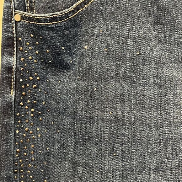 Frank Lyman Blue Embellished Skinny Jeans Size L - Picture 5 of 13